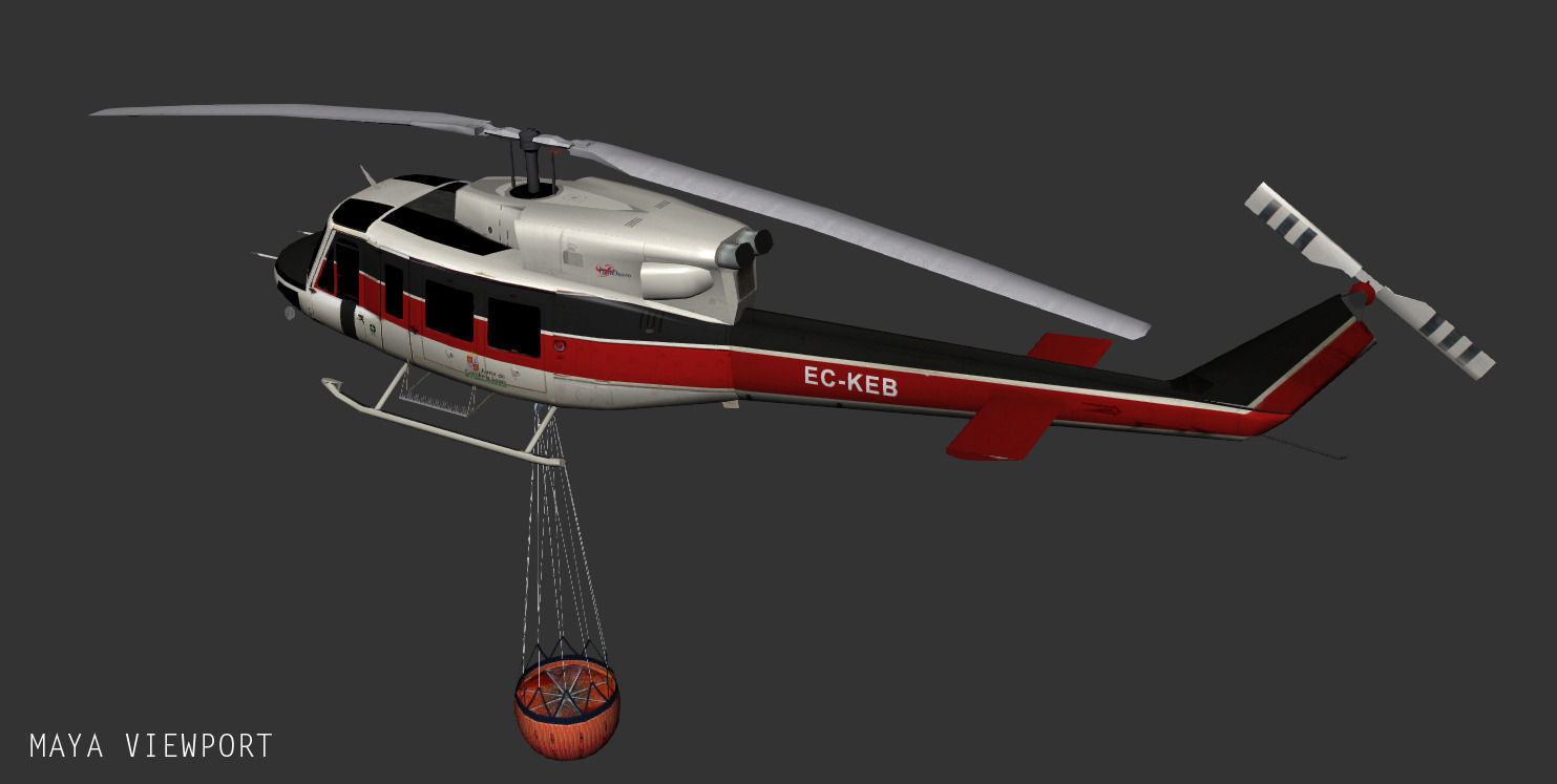 Bell 212 BAMBI Low-poly 3D model_3