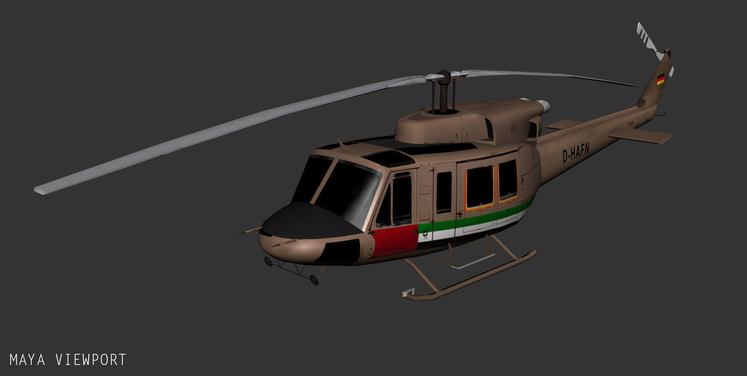 Bell 212 BAMBI Low-poly 3D model_7