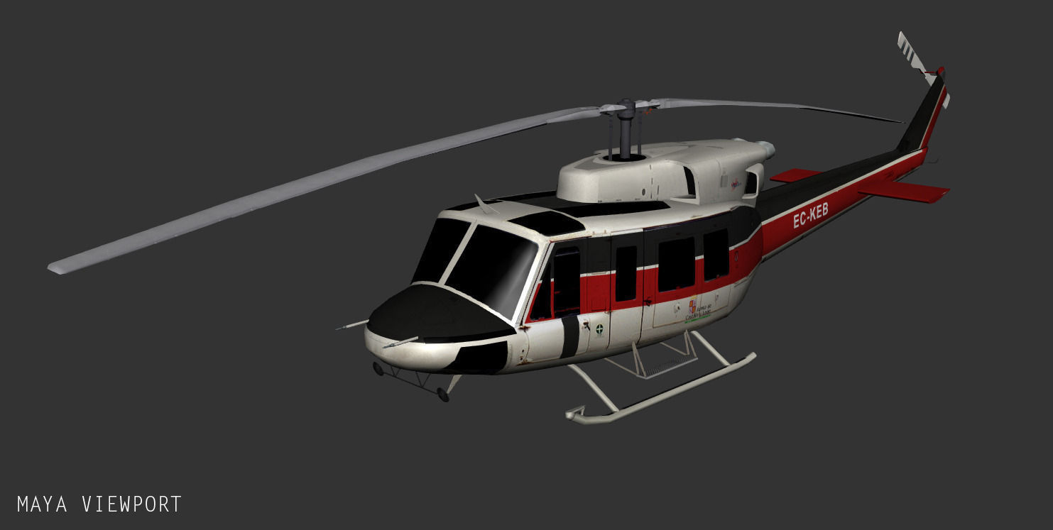 Bell 212 BAMBI Low-poly 3D model_5