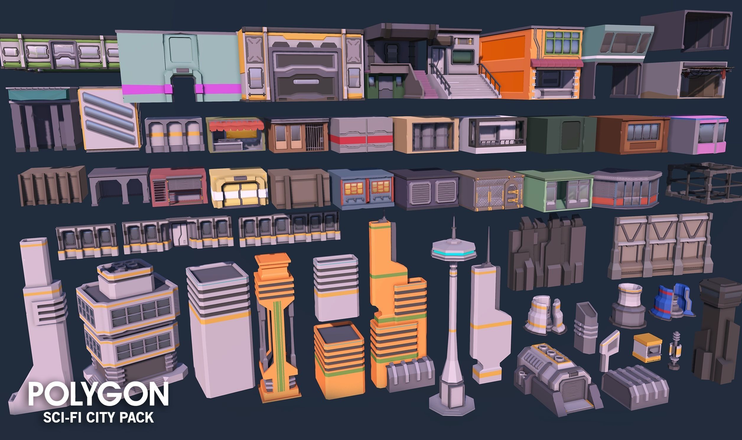 POLYGON - Sci-Fi City Pack Low-poly 3D model_17