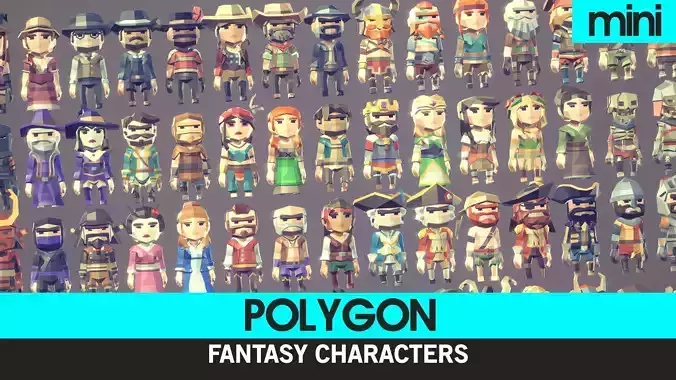 POLYGON MINI - Fantasy Characters Pack Low-poly 3D model