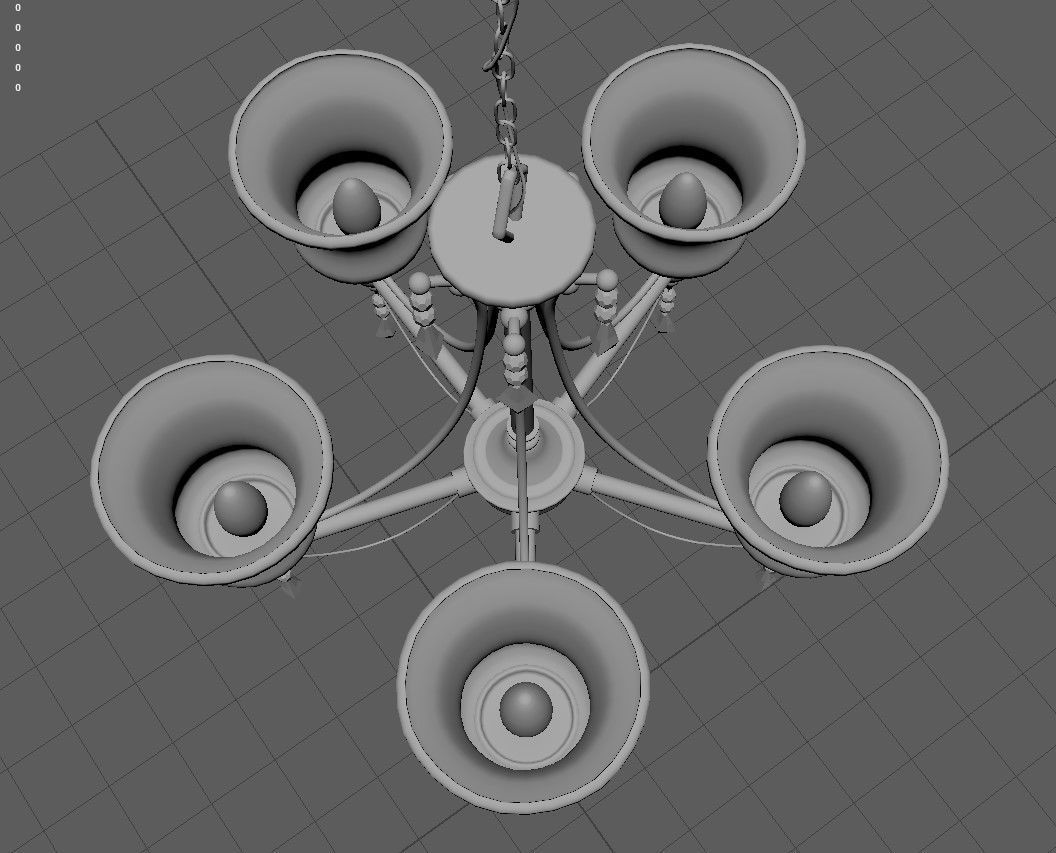 chandelier with four lights 3D model_3