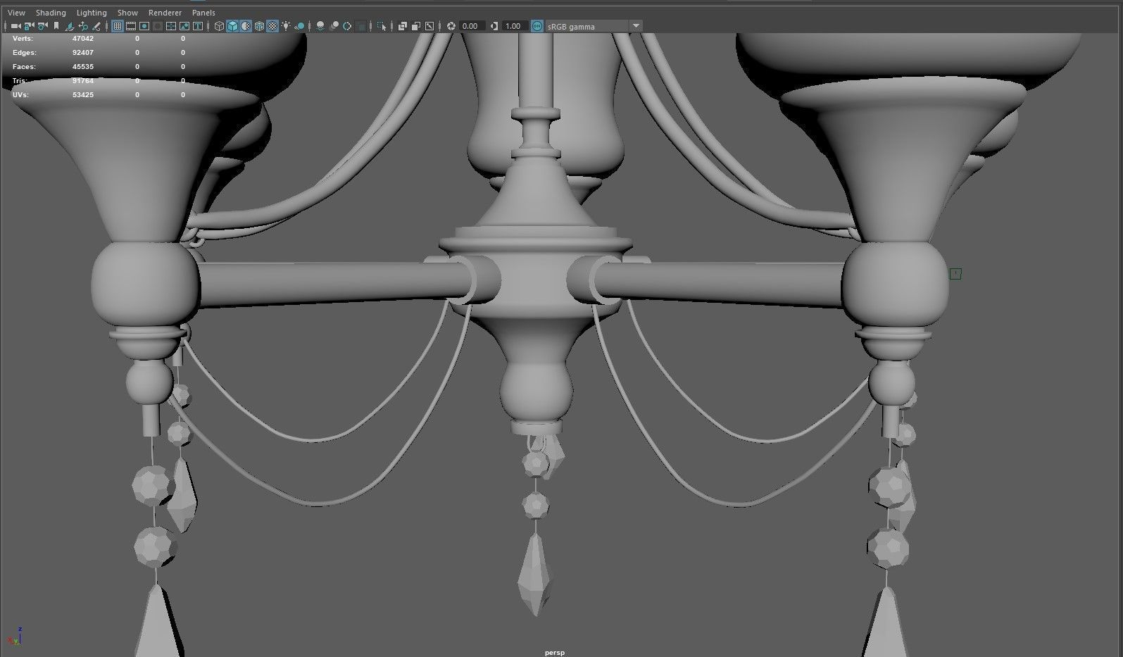 chandelier with four lights 3D model_4