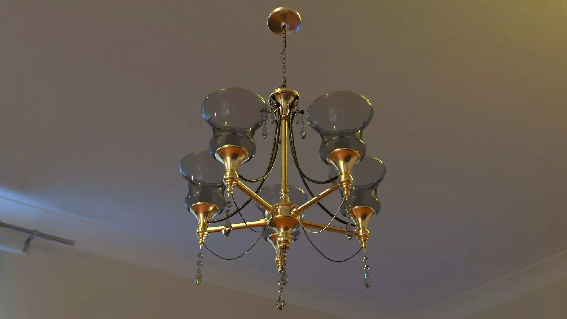 chandelier with four lights 3D model_0