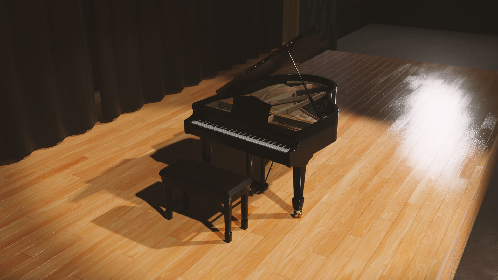 Grand Piano Low-poly 3D model_1