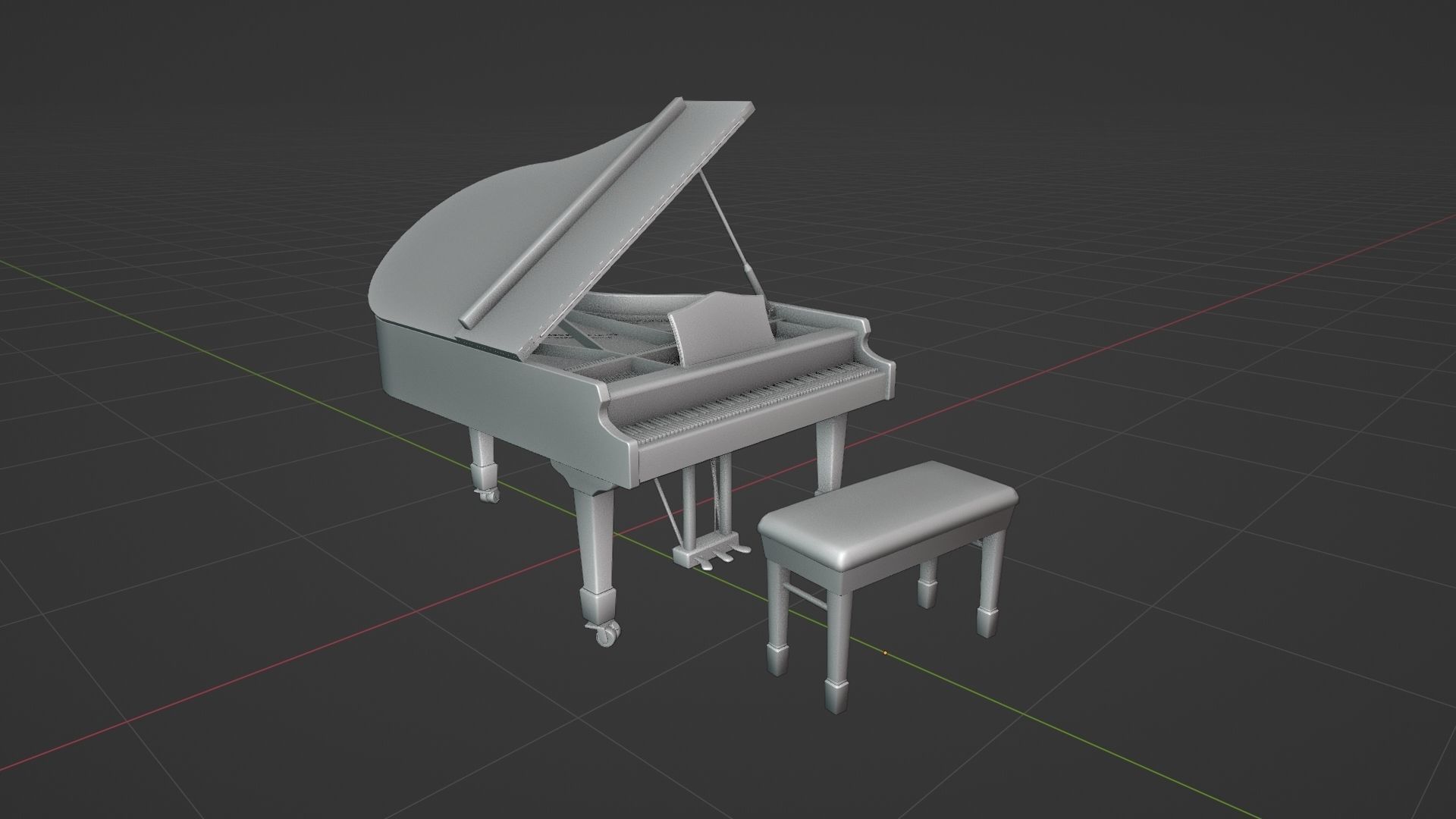 Grand Piano Low-poly 3D model_13