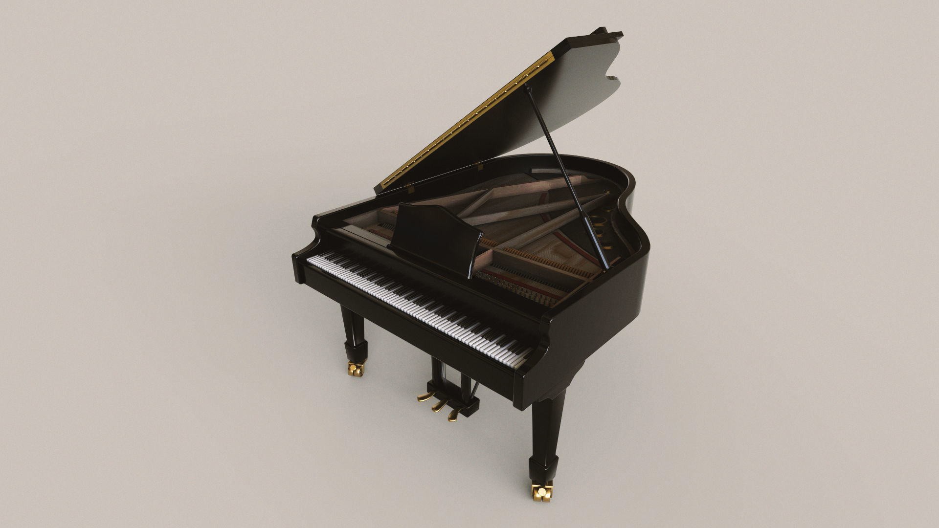 Grand Piano Low-poly 3D model_6