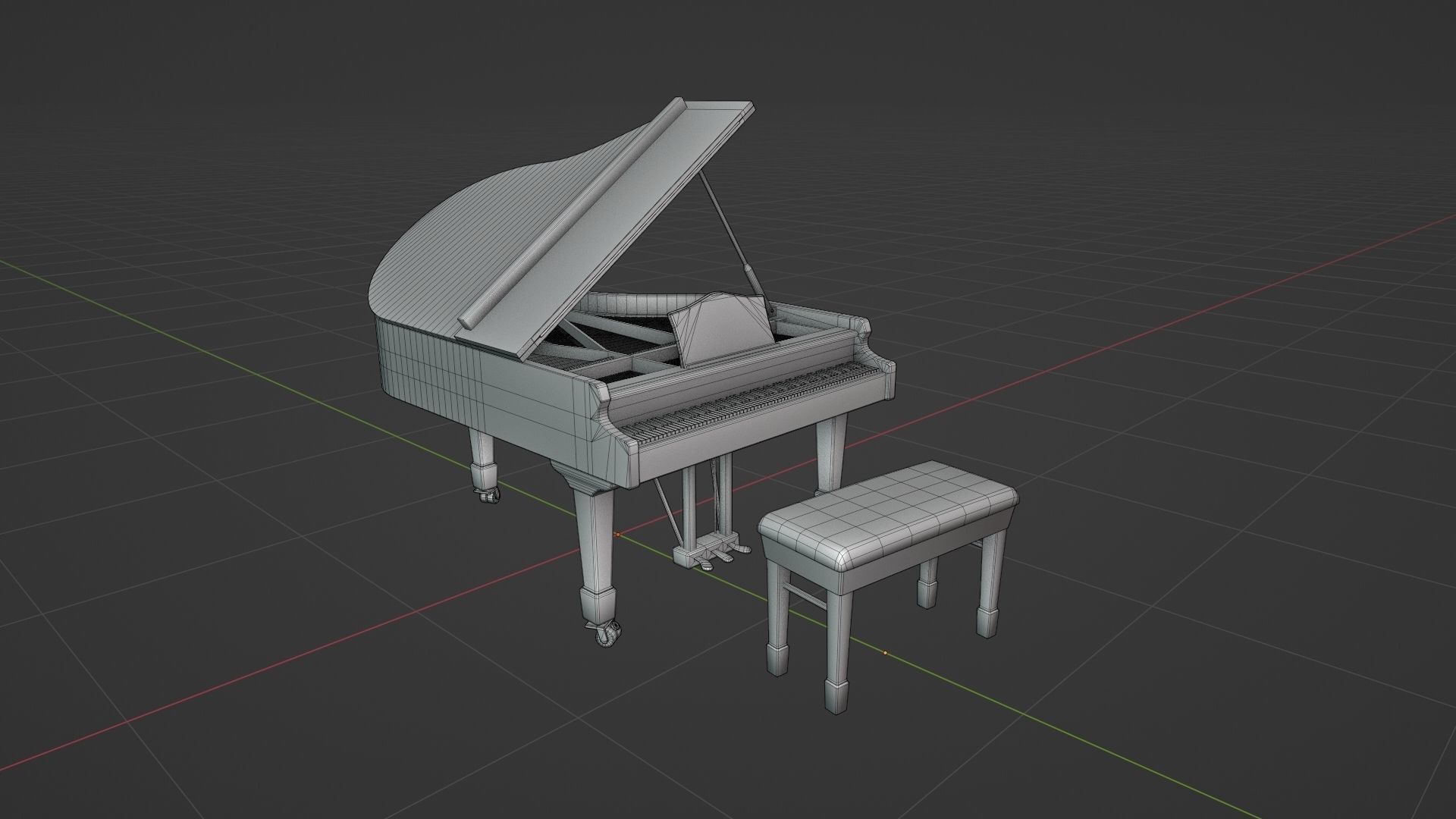 Grand Piano Low-poly 3D model_14