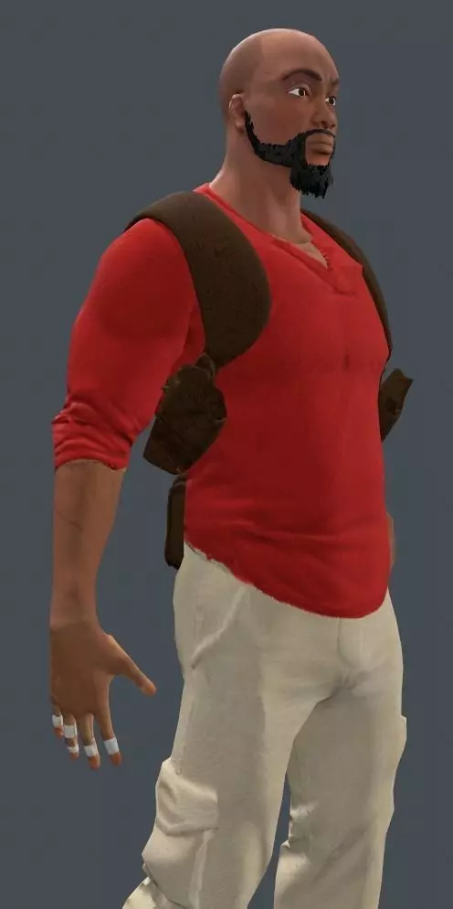 Adventurer man in shirt and pants Low-poly 3D model_0