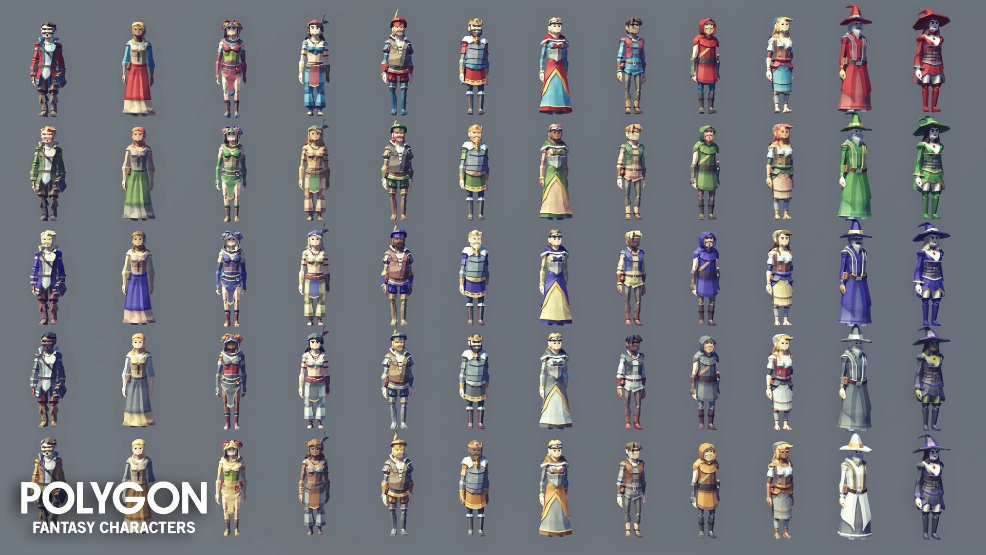 POLYGON - Fantasy Characters Pack Low-poly 3D model_4