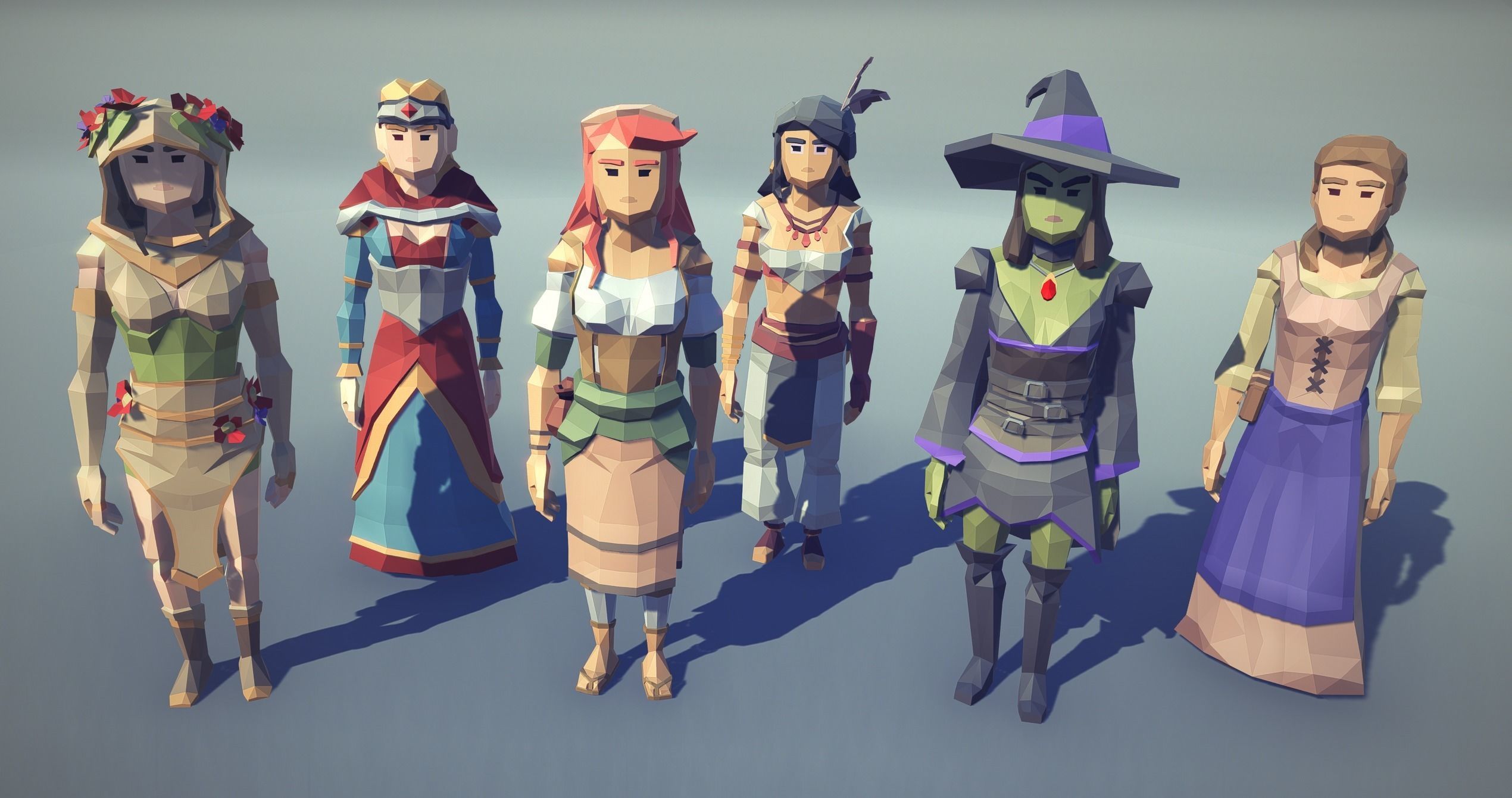 POLYGON - Fantasy Characters Pack Low-poly 3D model_2