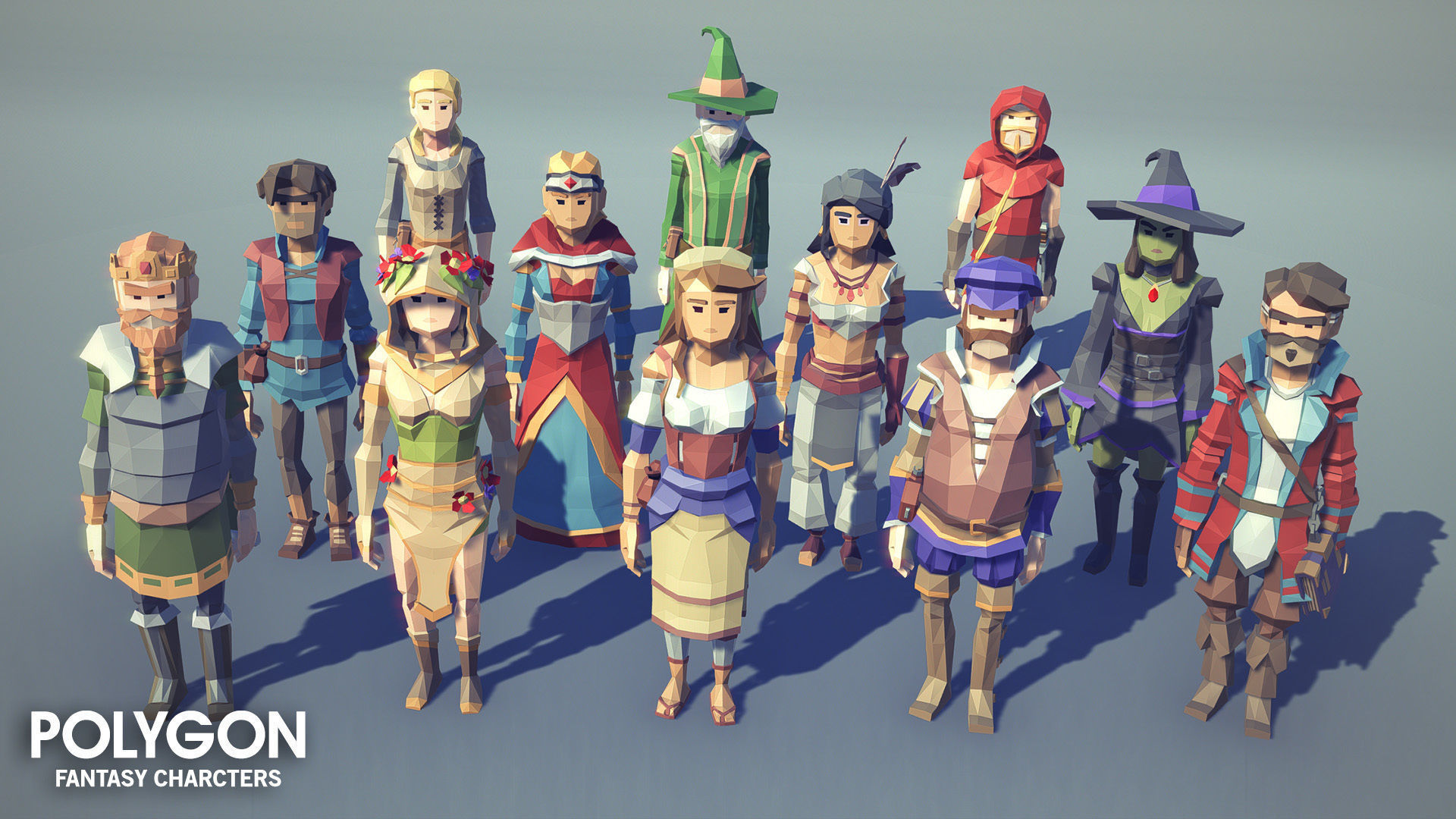 POLYGON - Fantasy Characters Pack Low-poly 3D model_1