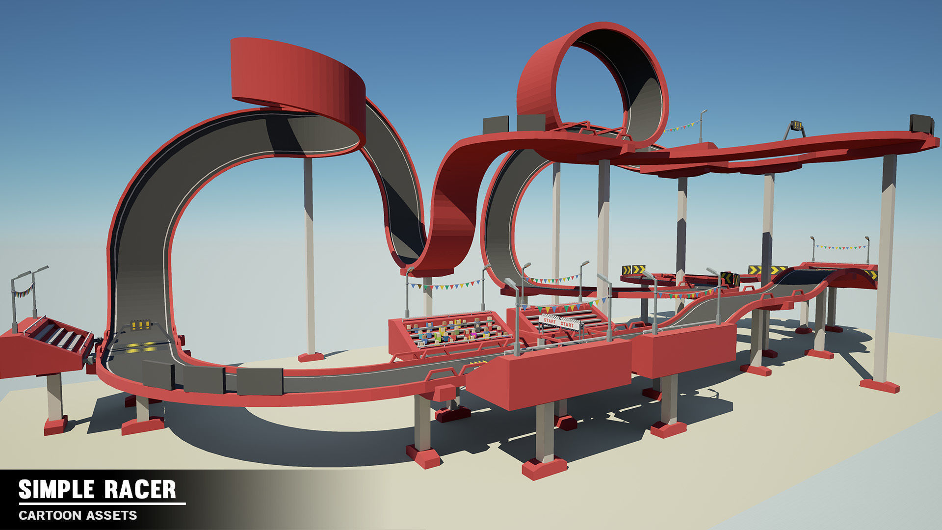 Simple Racer - Cartoon Assets Low-poly 3D model_8