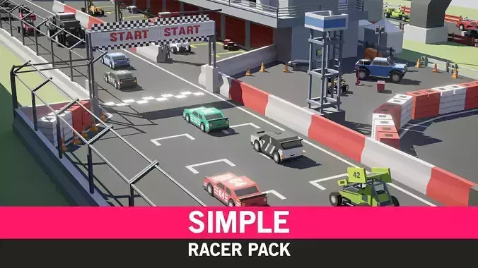 Simple Racer - Cartoon Assets Low-poly 3D model