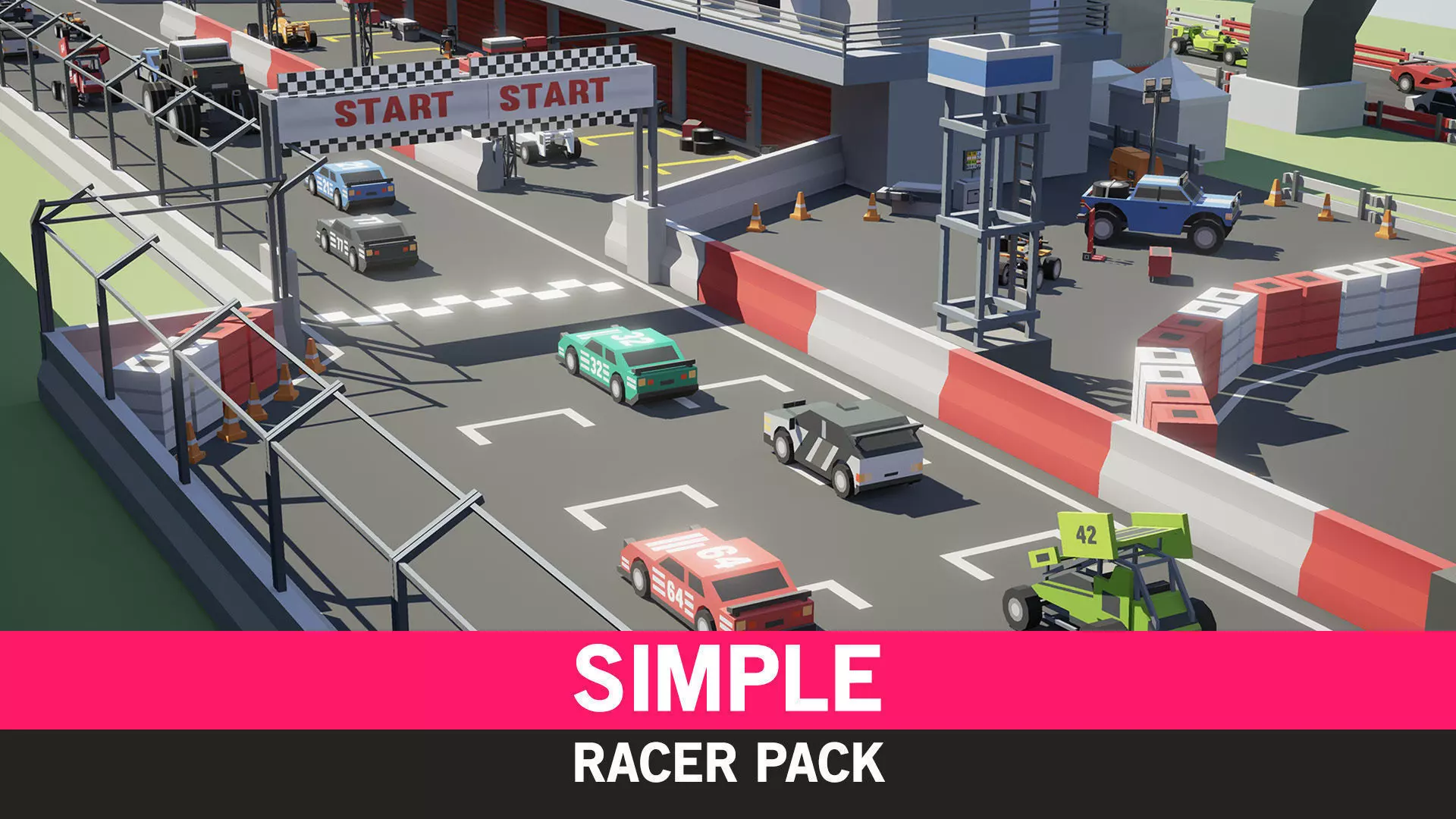 Simple Racer - Cartoon Assets Low-poly 3D model_0