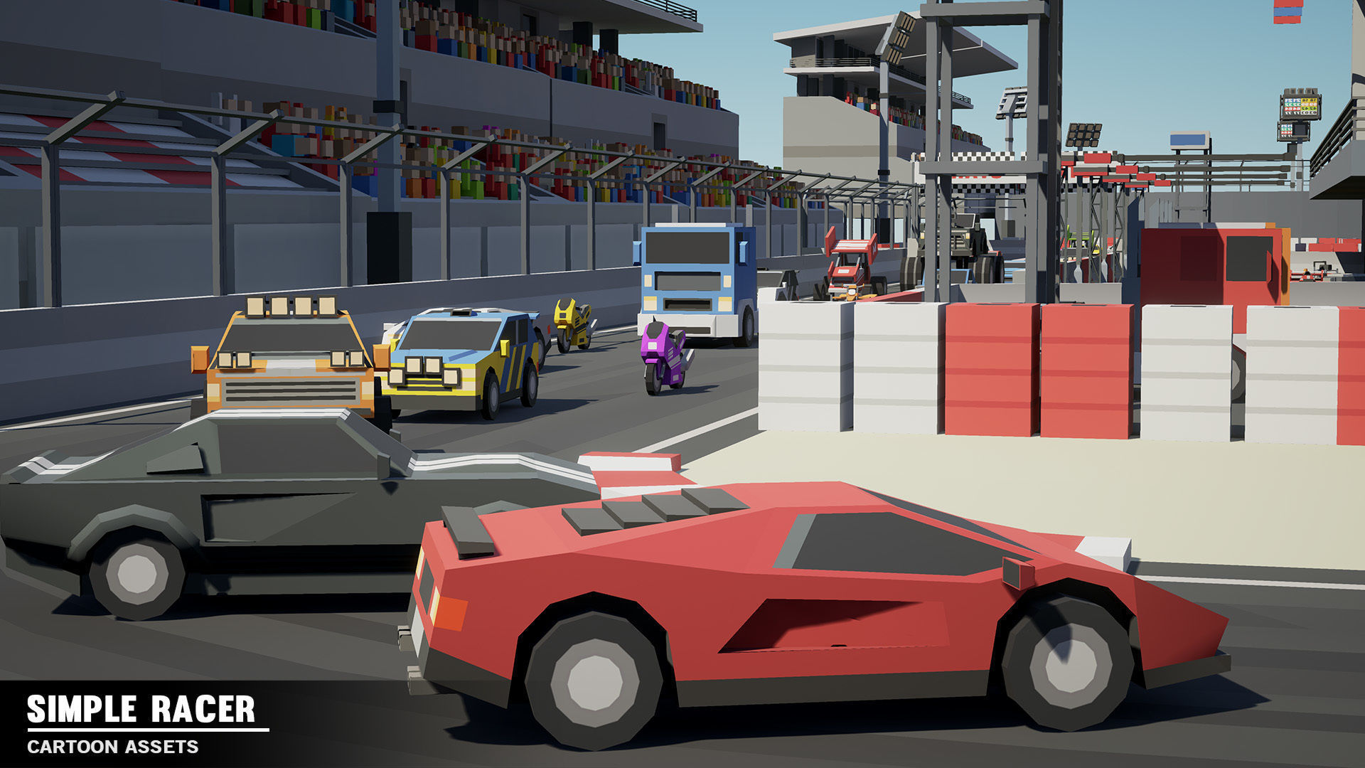 Simple Racer - Cartoon Assets Low-poly 3D model_6
