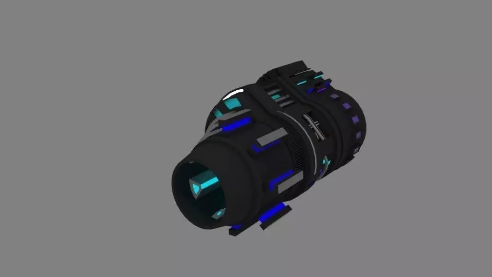Scifi Cannon Low-poly 3D model_0