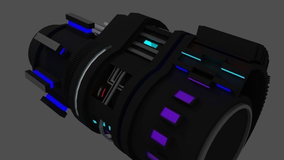 Scifi Cannon Low-poly 3D model_1