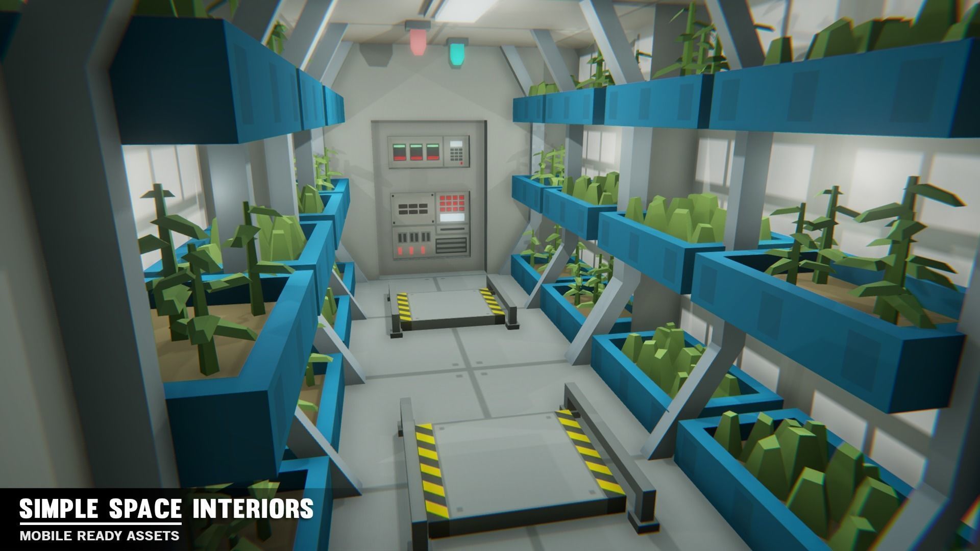 Simple Space Interiors - Cartoon Assets Low-poly 3D model_10