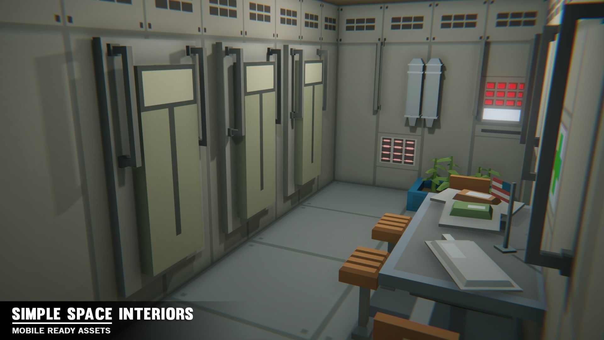 Simple Space Interiors - Cartoon Assets Low-poly 3D model_9