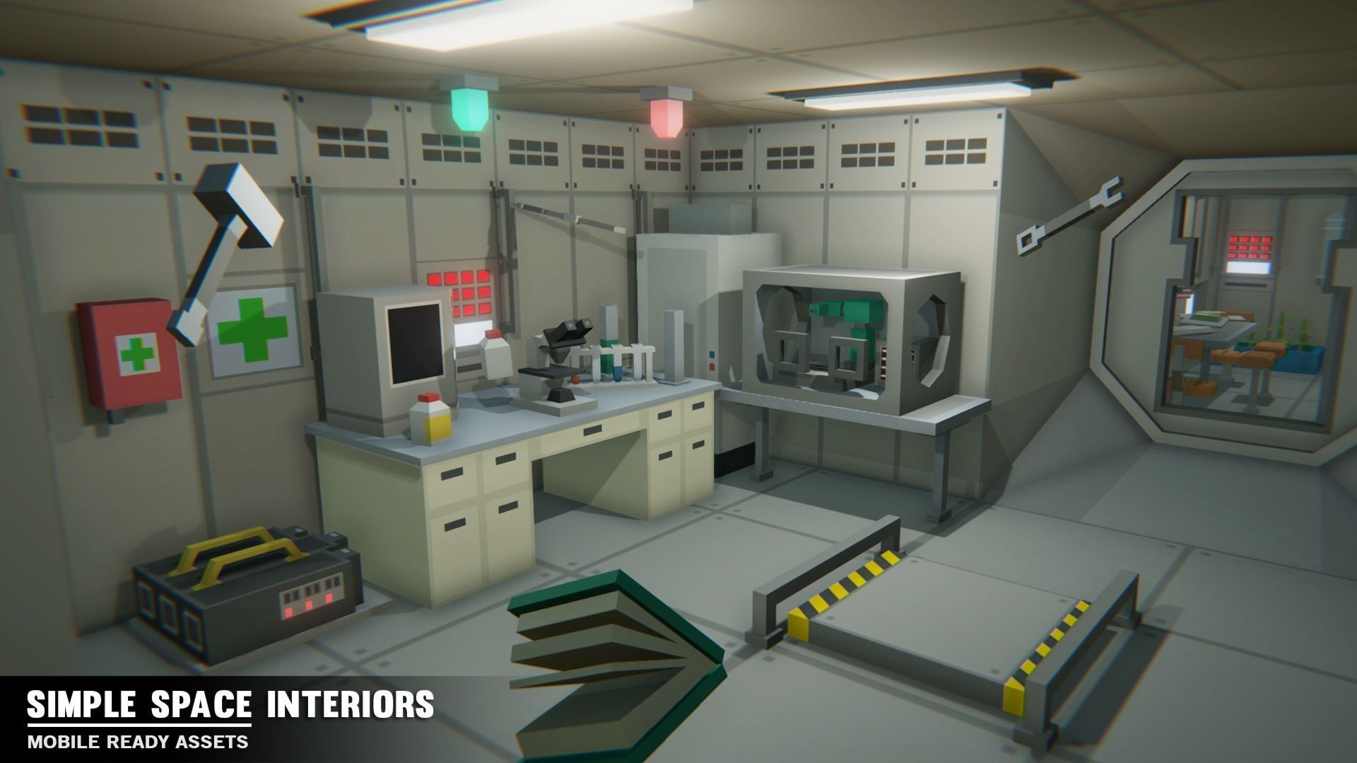 Simple Space Interiors - Cartoon Assets Low-poly 3D model_11