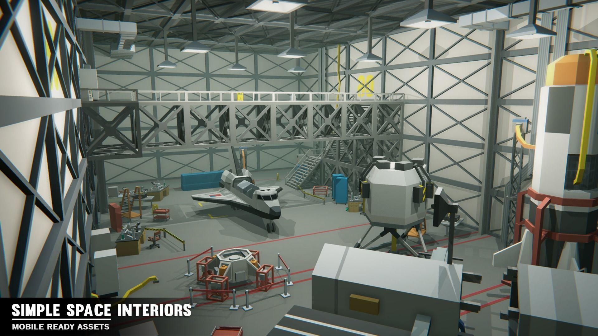 Simple Space Interiors - Cartoon Assets Low-poly 3D model_8