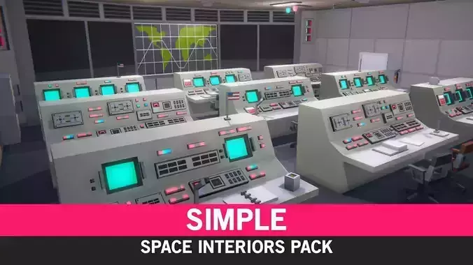 Simple Space Interiors - Cartoon Assets