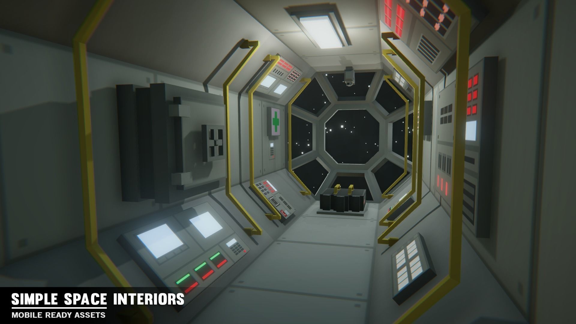 Simple Space Interiors - Cartoon Assets Low-poly 3D model_2