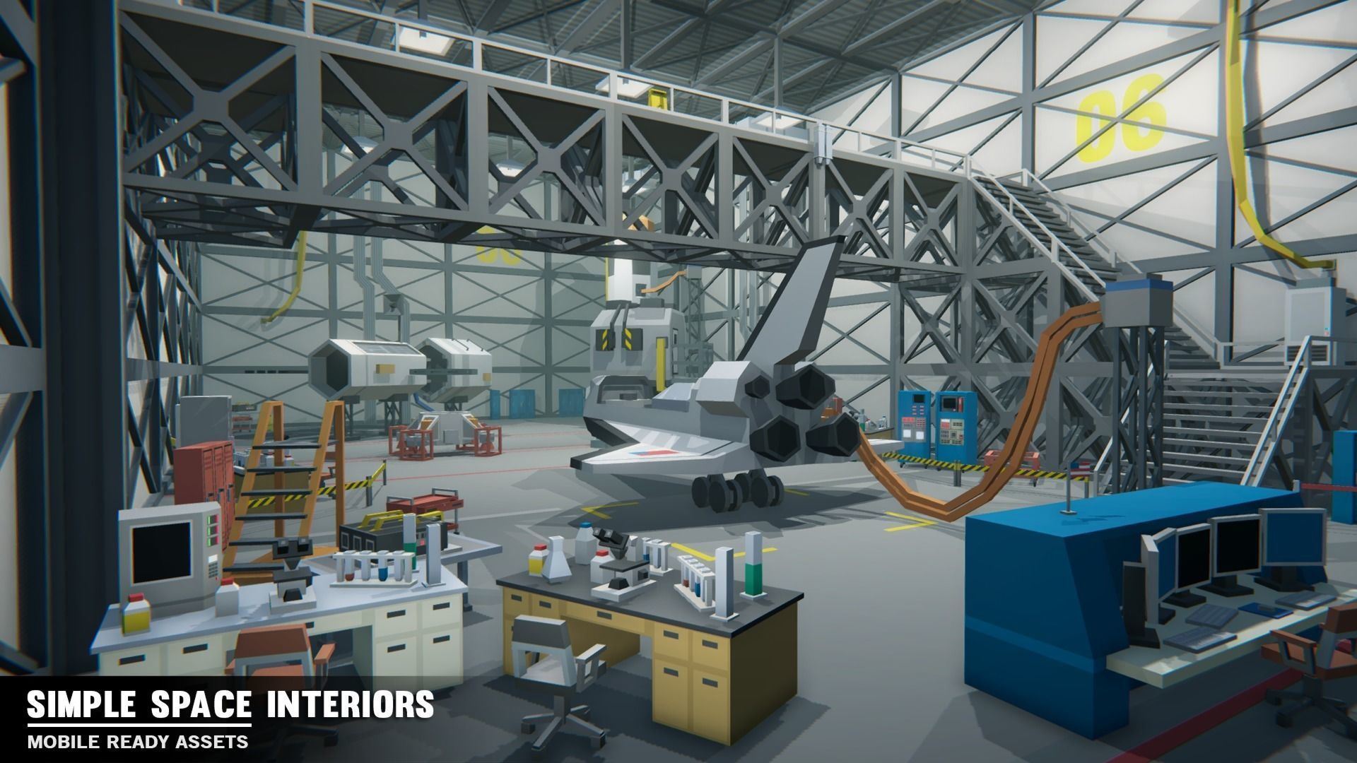 Simple Space Interiors - Cartoon Assets Low-poly 3D model_3