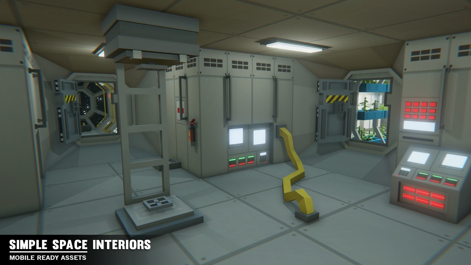 Simple Space Interiors - Cartoon Assets Low-poly 3D model_6