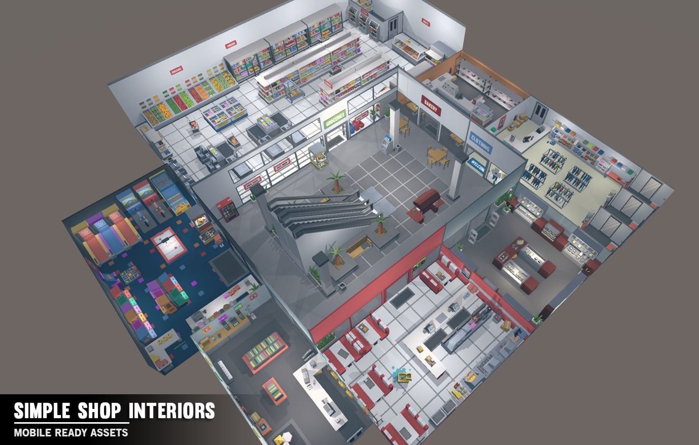 Simple Shop Interiors - Cartoon assets Low-poly 3D model_11
