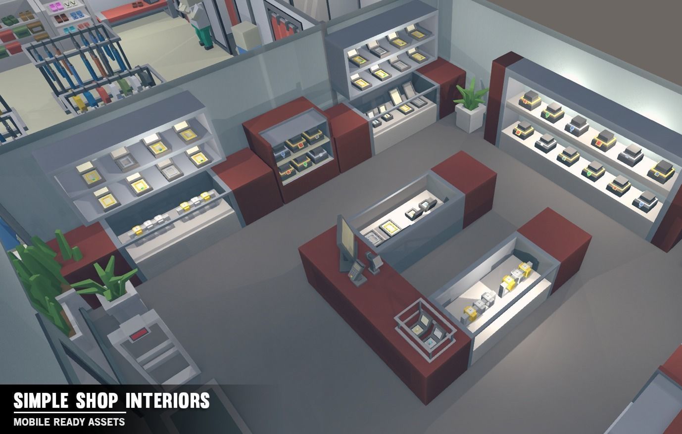 Simple Shop Interiors - Cartoon assets Low-poly 3D model_2