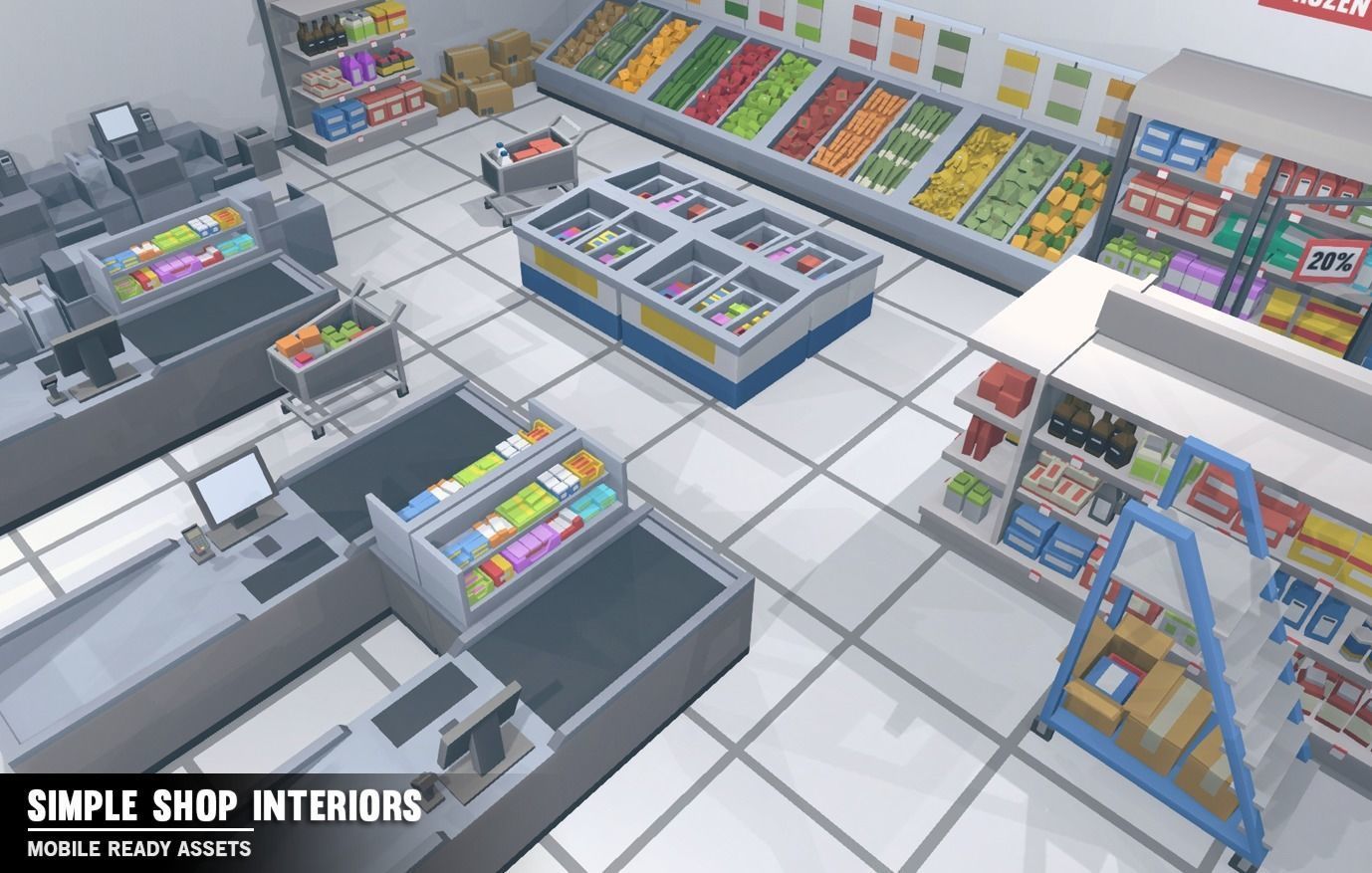 Simple Shop Interiors - Cartoon assets Low-poly 3D model_8