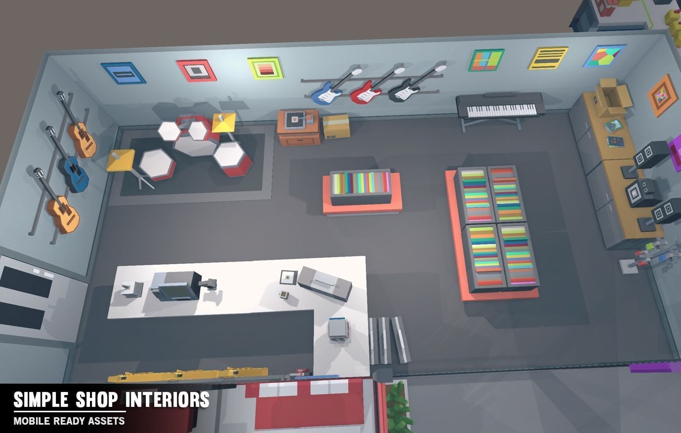 Simple Shop Interiors - Cartoon assets Low-poly 3D model_12