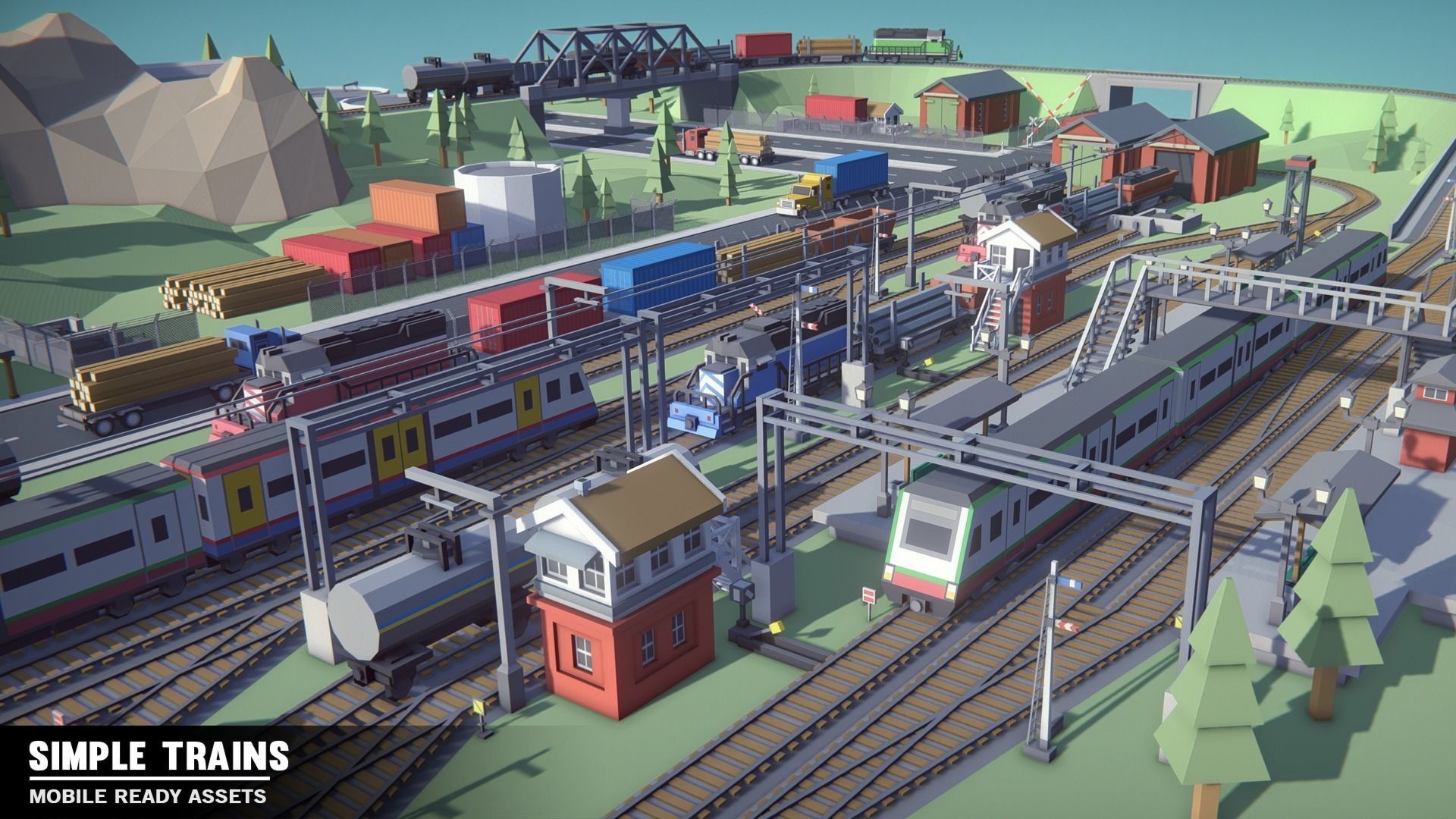 Simple Trains - Cartoon Assets Low-poly 3D model_7