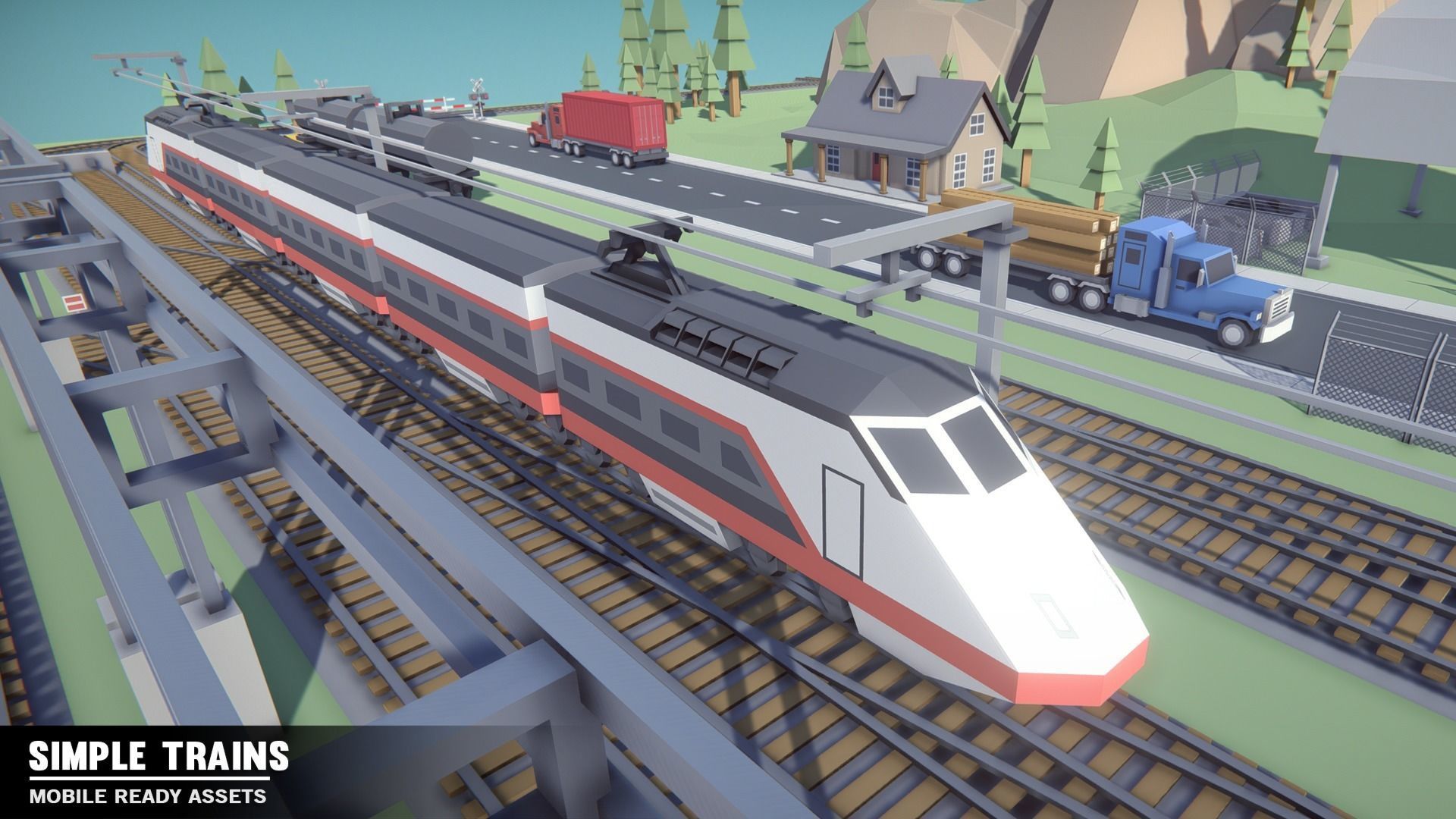 Simple Trains - Cartoon Assets Low-poly 3D model_2