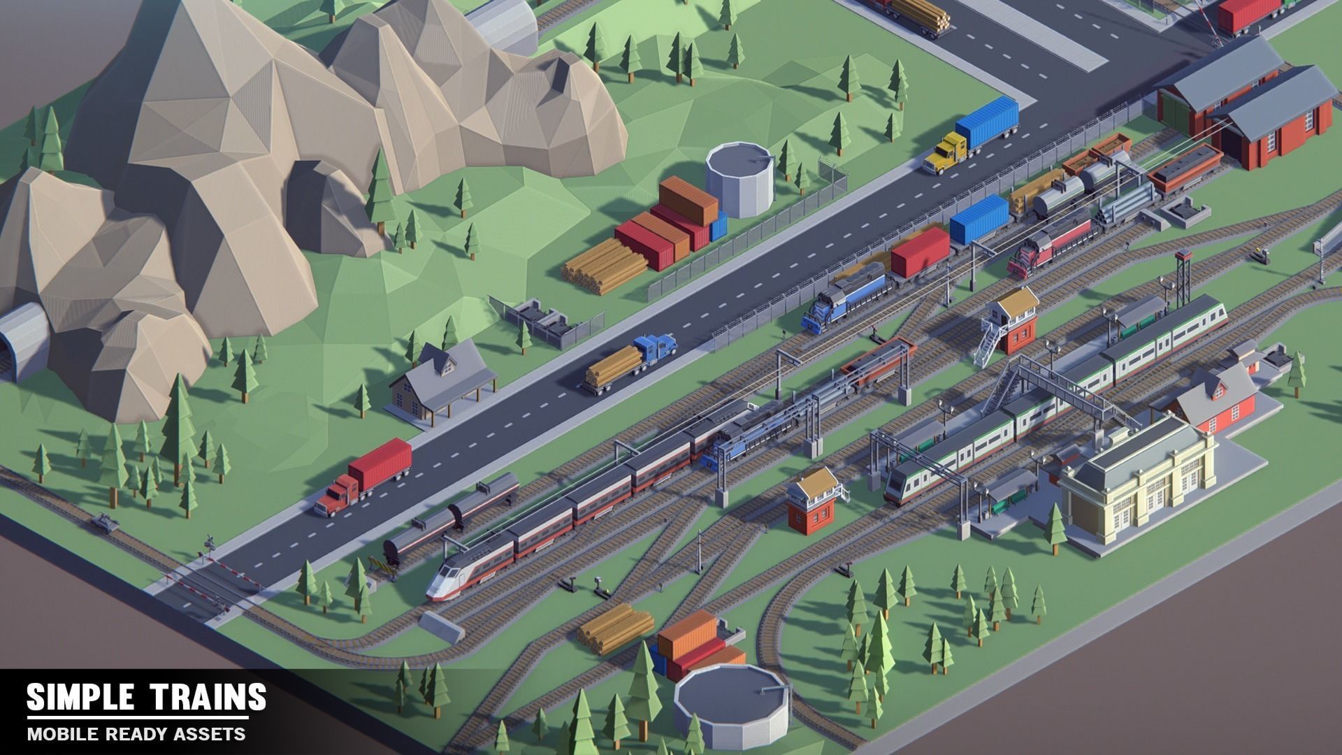 Simple Trains - Cartoon Assets Low-poly 3D model_9