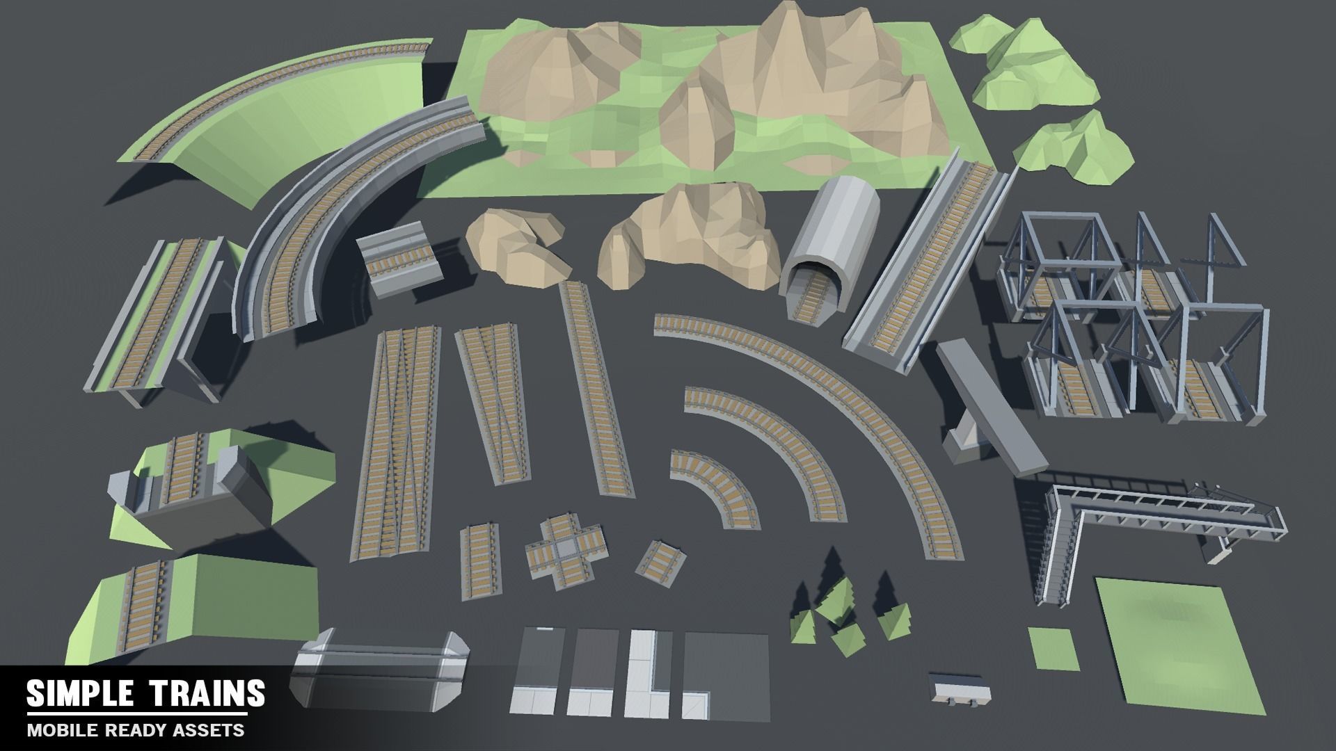 Simple Trains - Cartoon Assets Low-poly 3D model_6