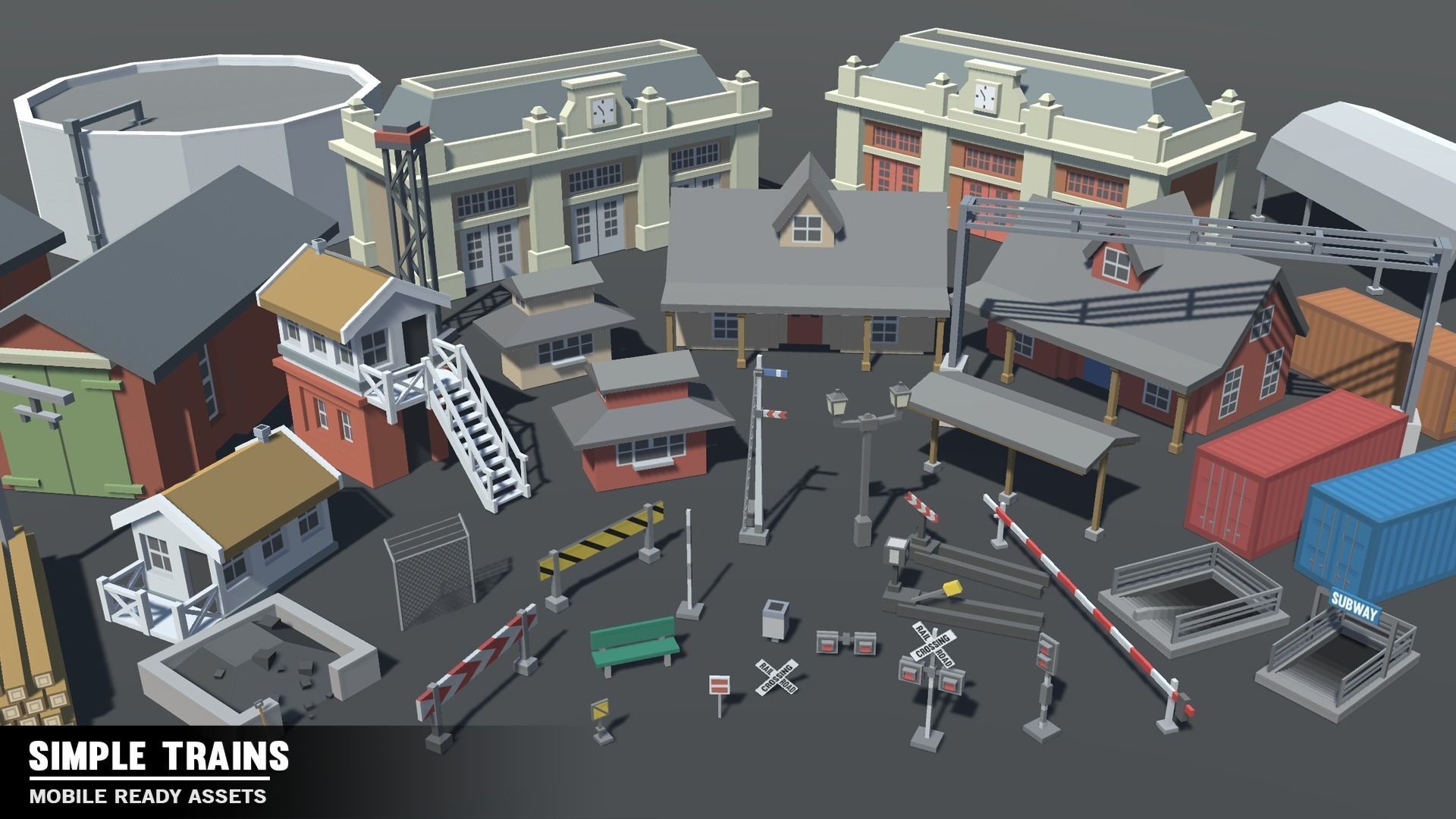 Simple Trains - Cartoon Assets Low-poly 3D model_8