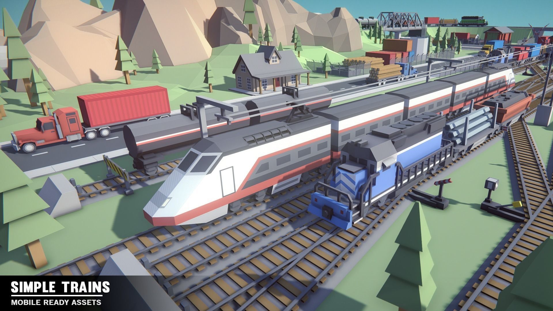 Simple Trains - Cartoon Assets Low-poly 3D model_5