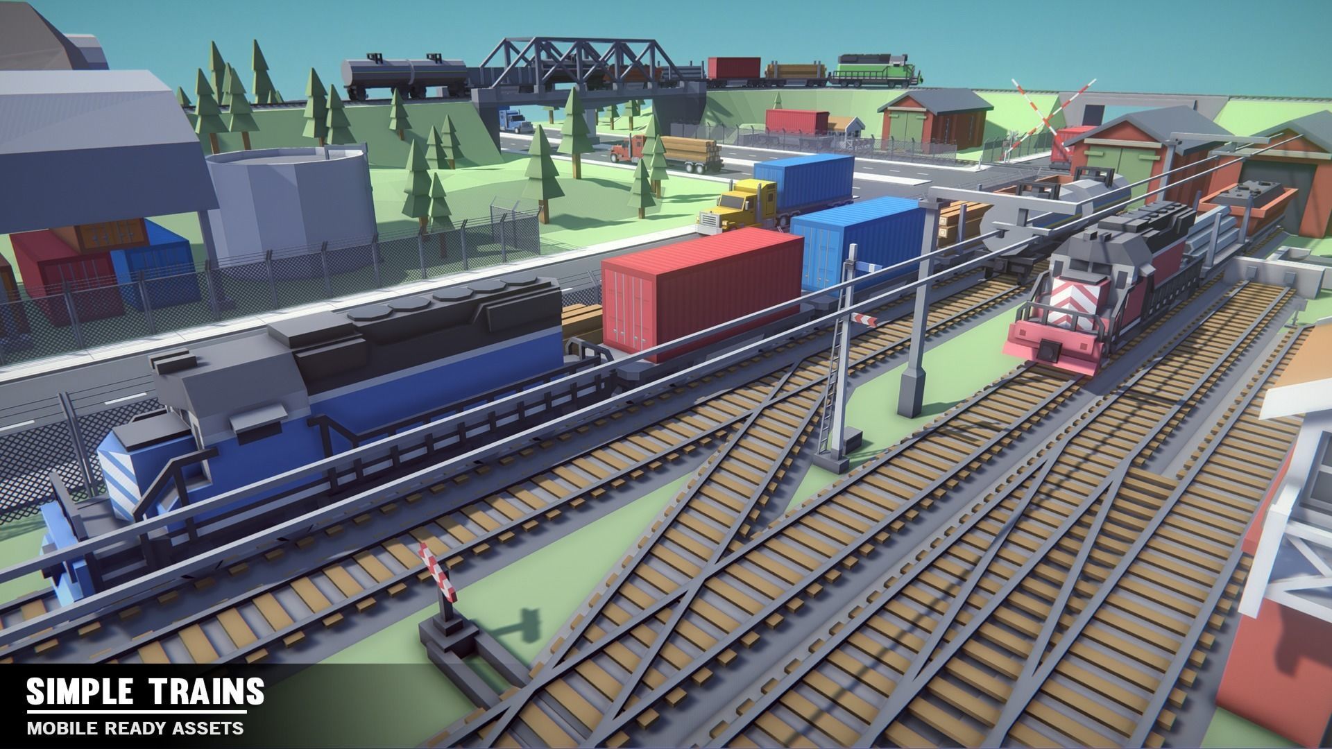 Simple Trains - Cartoon Assets Low-poly 3D model_3