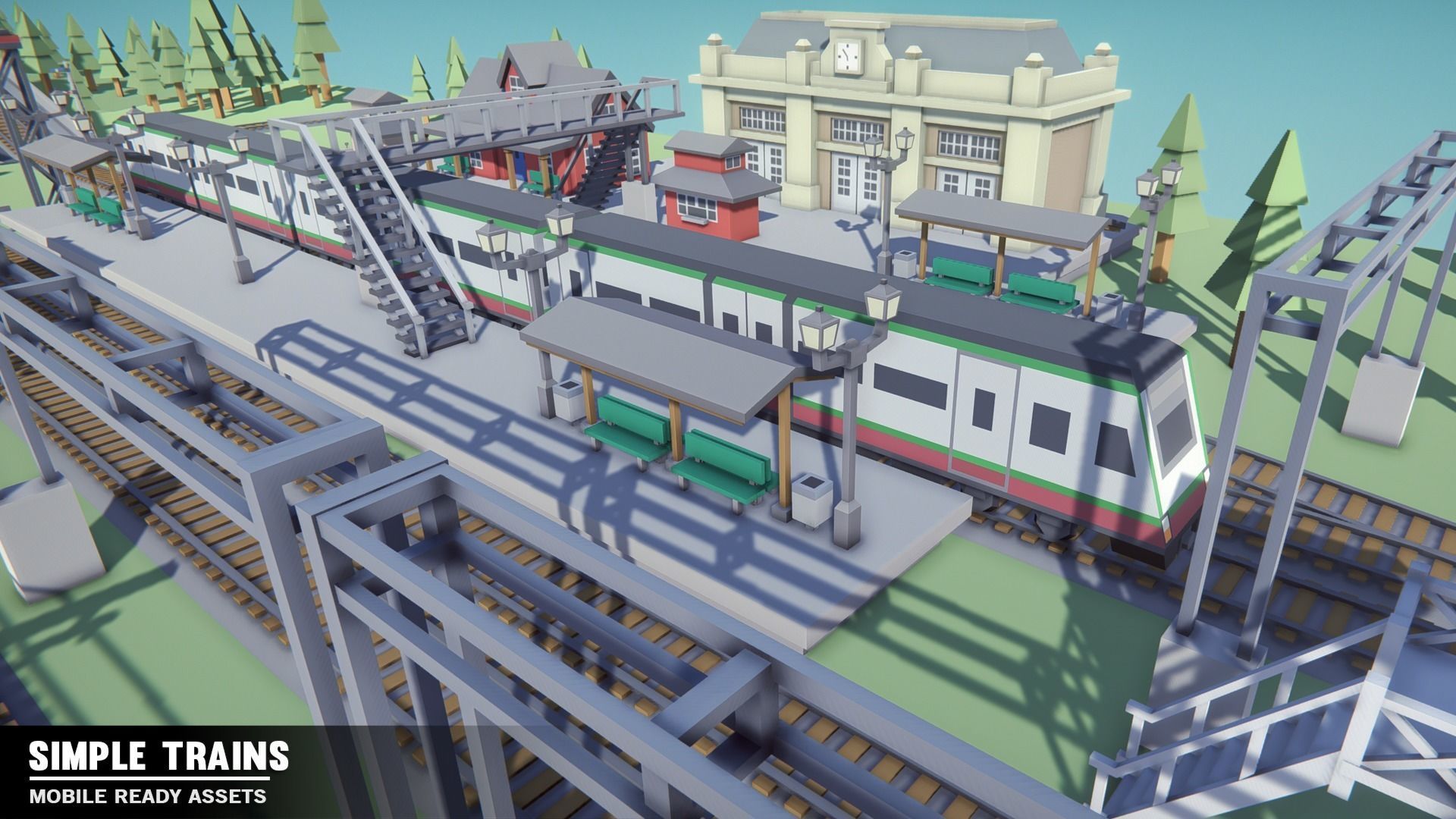 Simple Trains - Cartoon Assets Low-poly 3D model_4