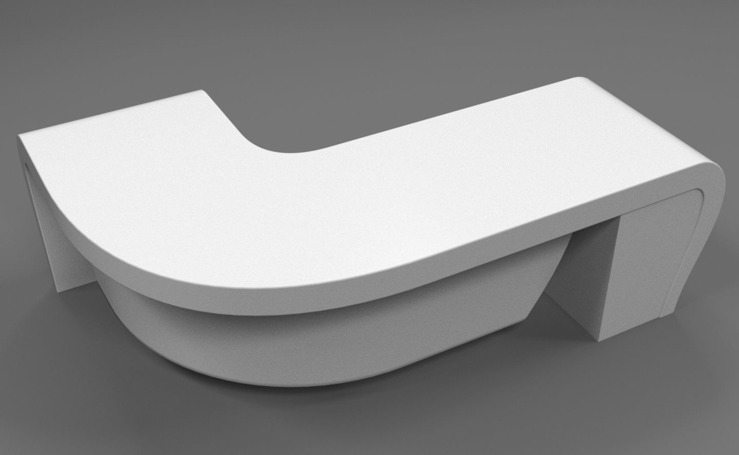 Office Desk - Curved 3D model_5