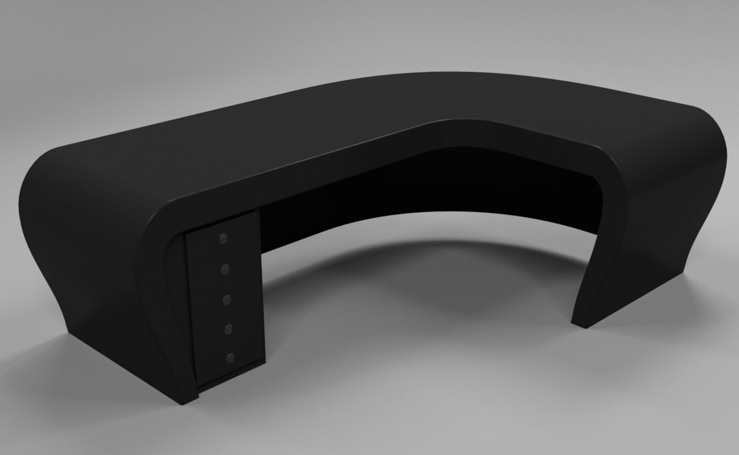 Office Desk - Curved 3D model_2
