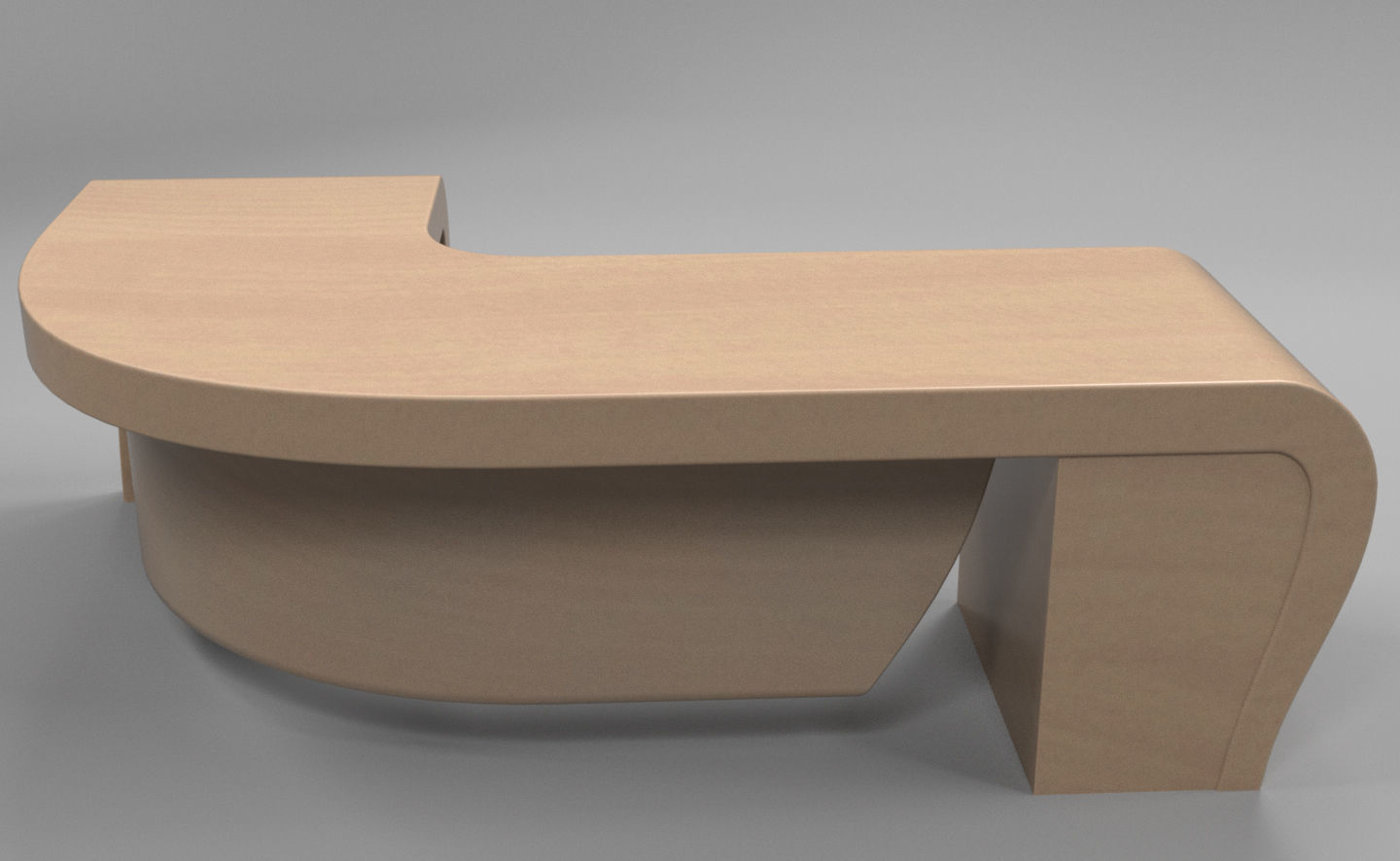 Office Desk - Curved 3D model_1