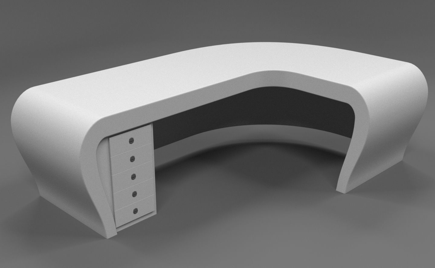 Office Desk - Curved 3D model_4