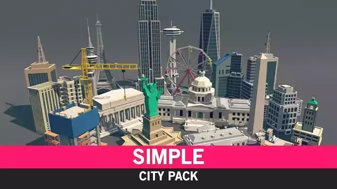 Simple City - Cartoon Assets Low-poly 3D model