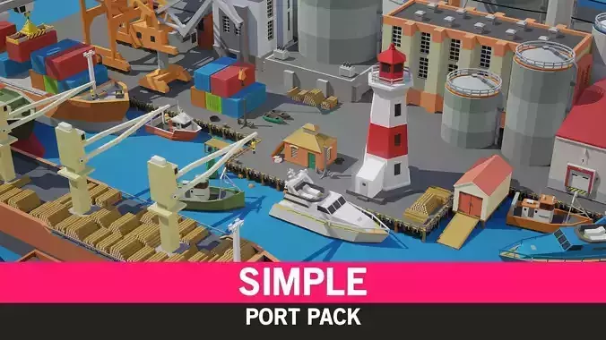 Simple Port - Cartoon Assets Low-poly 3D model