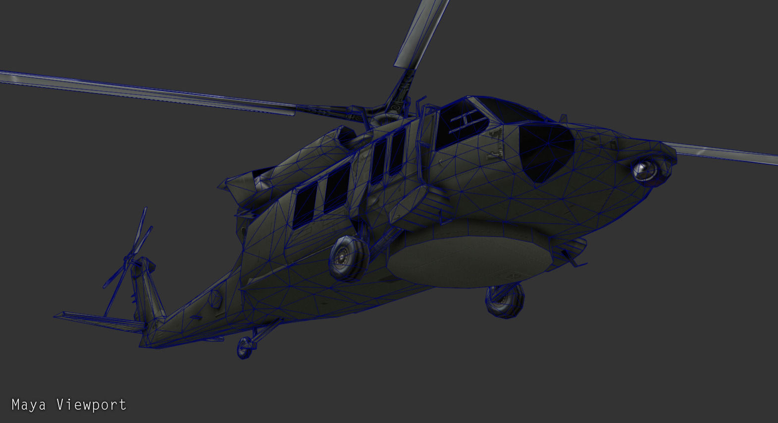 SH60 Helicopter Low-poly 3D model_5