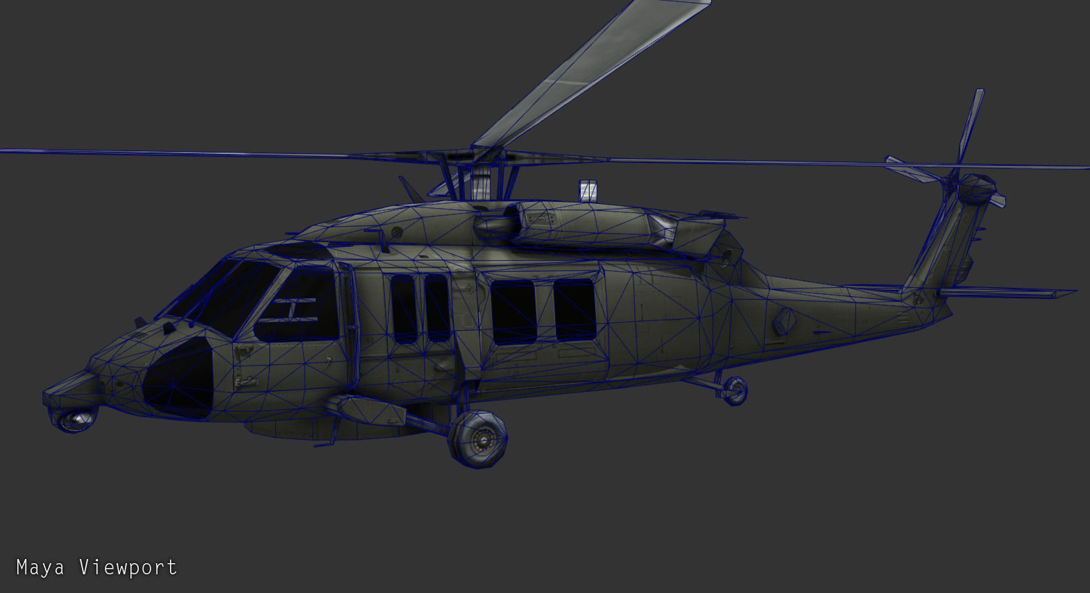 SH60 Helicopter Low-poly 3D model_2